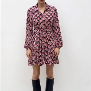 ZARA printed velvet dress